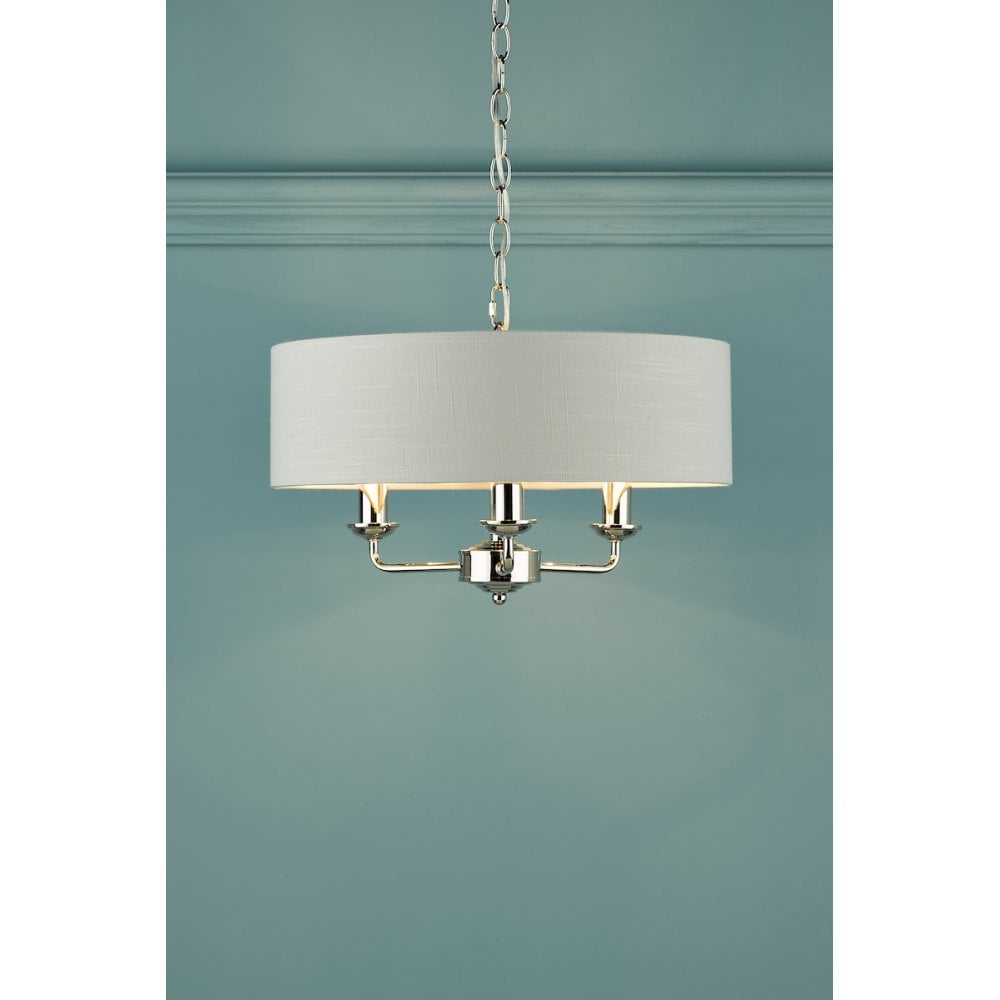 Sorrento 3 Light Ceiling Pendant Light In Polished Nickel With Silver Shade LA3718272-Q