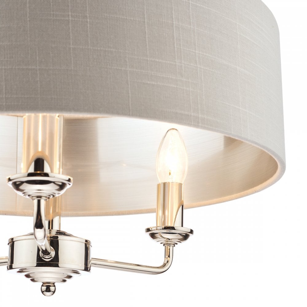 Sorrento 3 Light Ceiling Pendant Light In Polished Nickel With Silver Shade LA3718272-Q