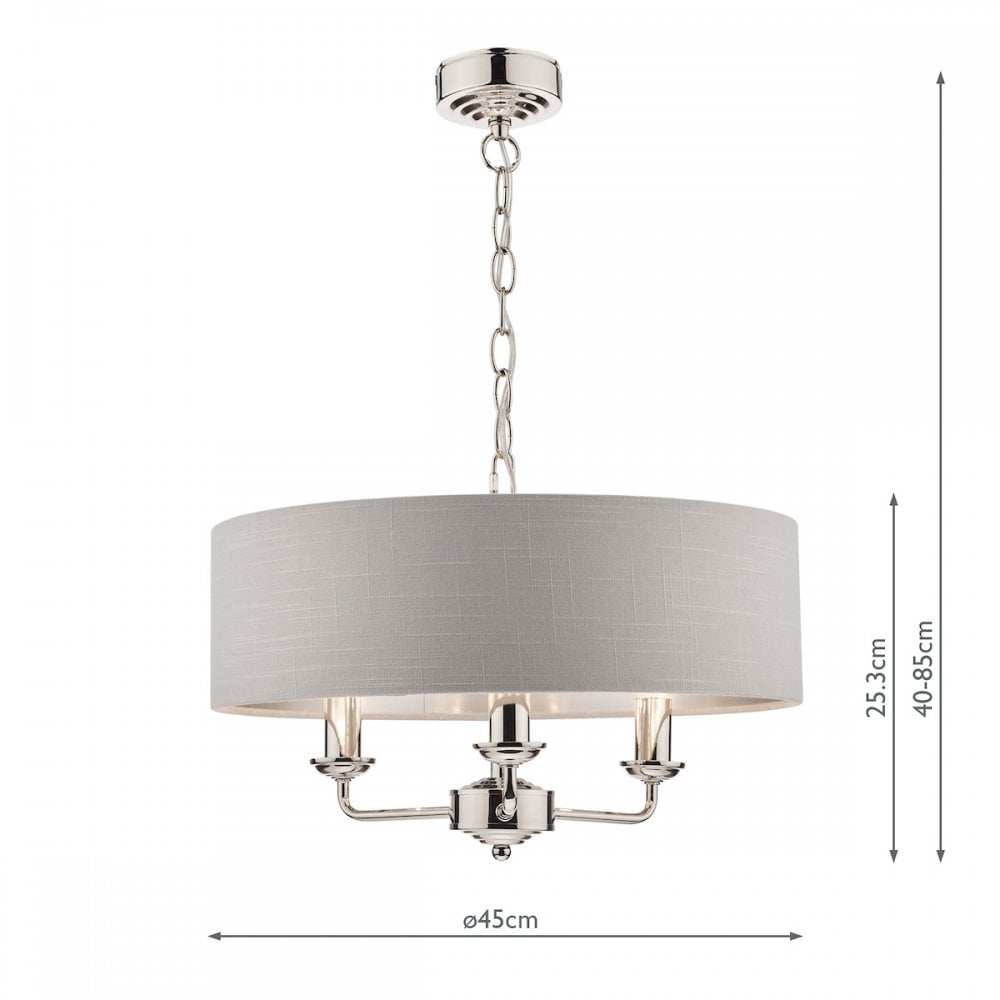 Sorrento 3 Light Ceiling Pendant Light In Polished Nickel With Silver Shade LA3718272-Q