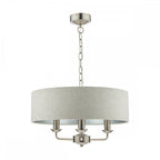 Sorrento 3 Light Ceiling Pendant Light In Satin Nickel With Natural Shade LA3567326-Q