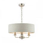 Sorrento 3 Light Ceiling Pendant Light In Satin Nickel With Natural Shade LA3567326-Q