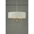 Sorrento 3 Light Ceiling Pendant Light In Satin Nickel With Natural Shade LA3567326-Q