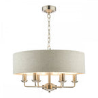 Sorrento 6 Light Ceiling Pendant Light In Satin Nickel With Natural Shade LA3518806-Q