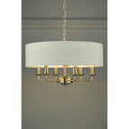 Sorrento 6 Light Ceiling Pendant Light In Satin Nickel With Natural Shade LA3518806-Q