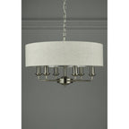 Sorrento 6 Light Ceiling Pendant Light In Satin Nickel With Natural Shade LA3518806-Q