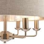 Sorrento 6 Light Ceiling Pendant Light In Satin Nickel With Natural Shade LA3518806-Q