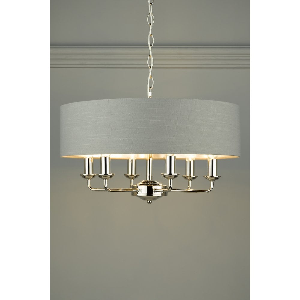 Sorrento 6 Light Ceiling Pendant Light In Polished Nickel With Charcoal Shade LA3668938-Q