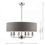 Sorrento 6 Light Ceiling Pendant Light In Polished Nickel With Charcoal Shade LA3668938-Q