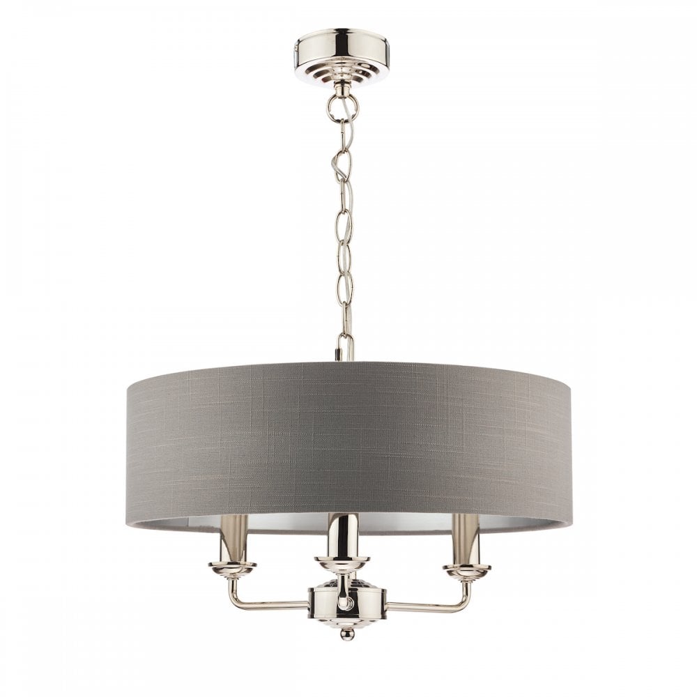 Sorrento Polished Nickel 3 Light Armed Fitting Ceiling Light with Charcoal Shade LA3688867-Q
