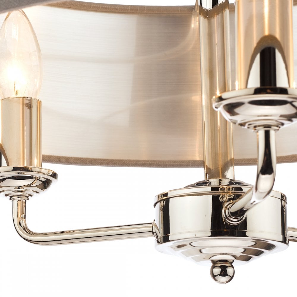Sorrento Polished Nickel 3 Light Armed Fitting Ceiling Light with Charcoal Shade LA3688867-Q