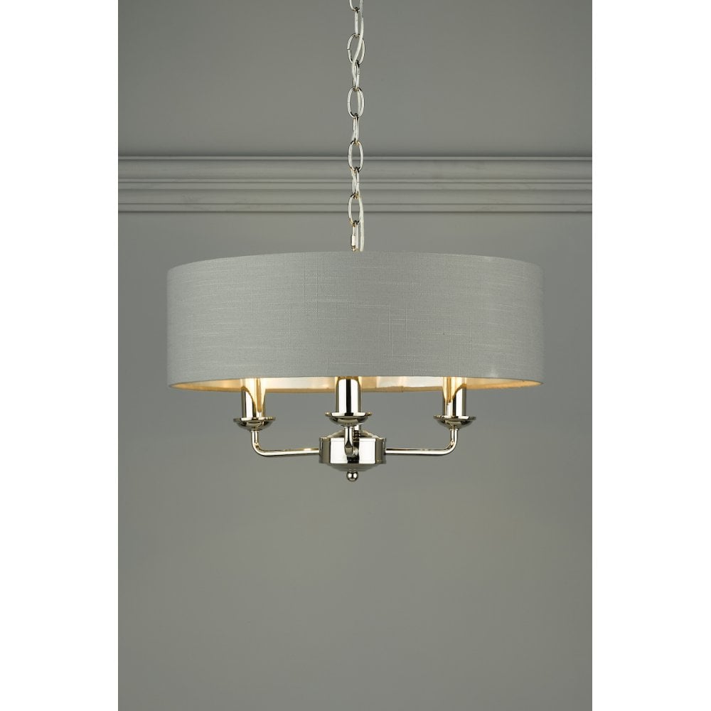 Sorrento Polished Nickel 3 Light Armed Fitting Ceiling Light with Charcoal Shade LA3688867-Q