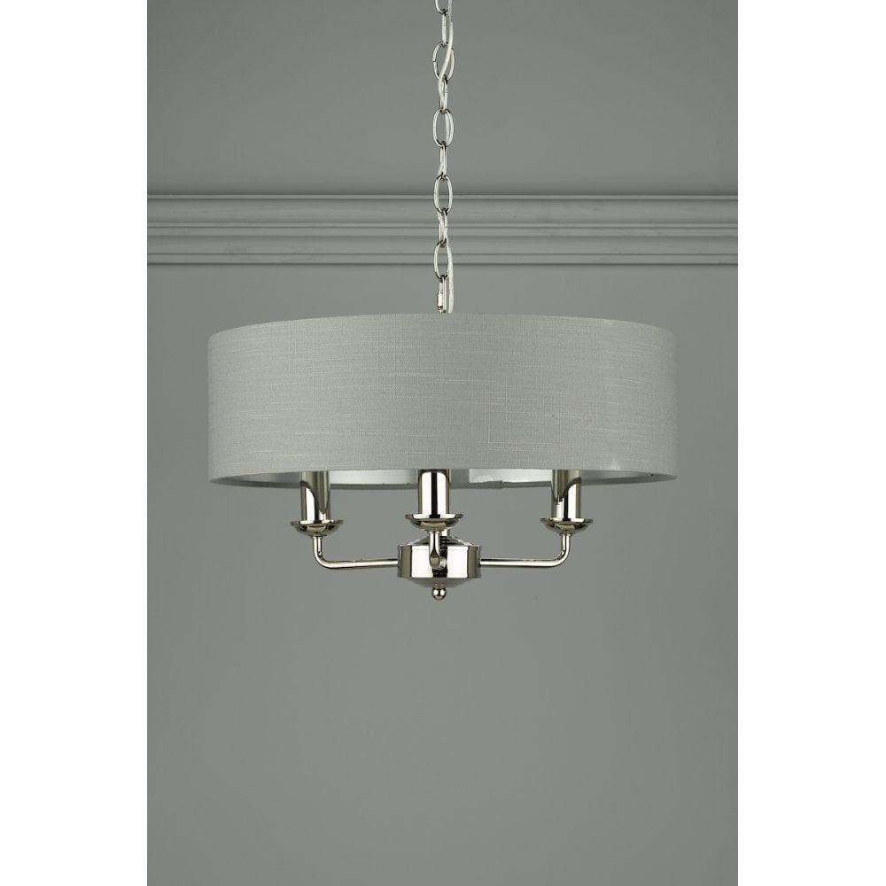 Sorrento Polished Nickel 3 Light Armed Fitting Ceiling Light with Charcoal Shade LA3688867-Q