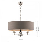 Sorrento Polished Nickel 3 Light Armed Fitting Ceiling Light with Charcoal Shade LA3688867-Q