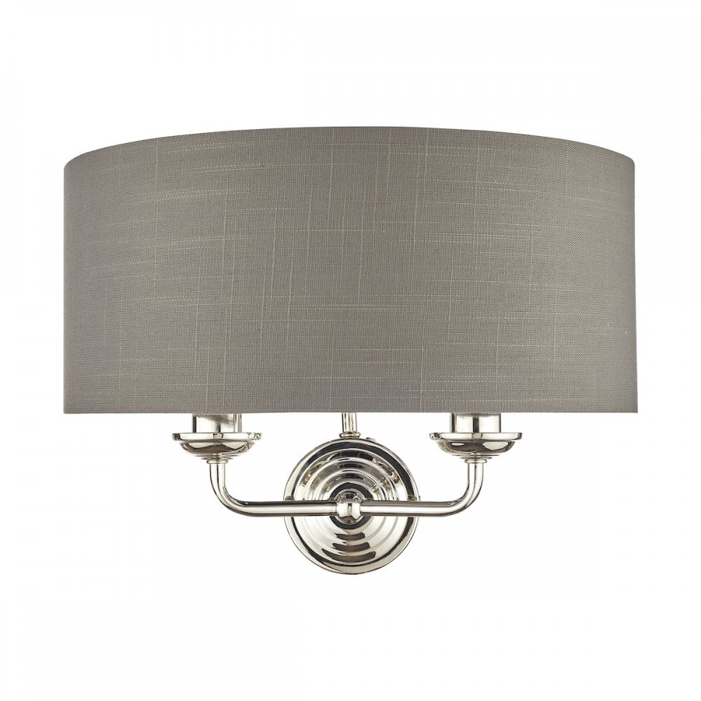 Sorrento 2 Light Wall Light In Polished Nickel With Charcoal Shade LA3727711-Q