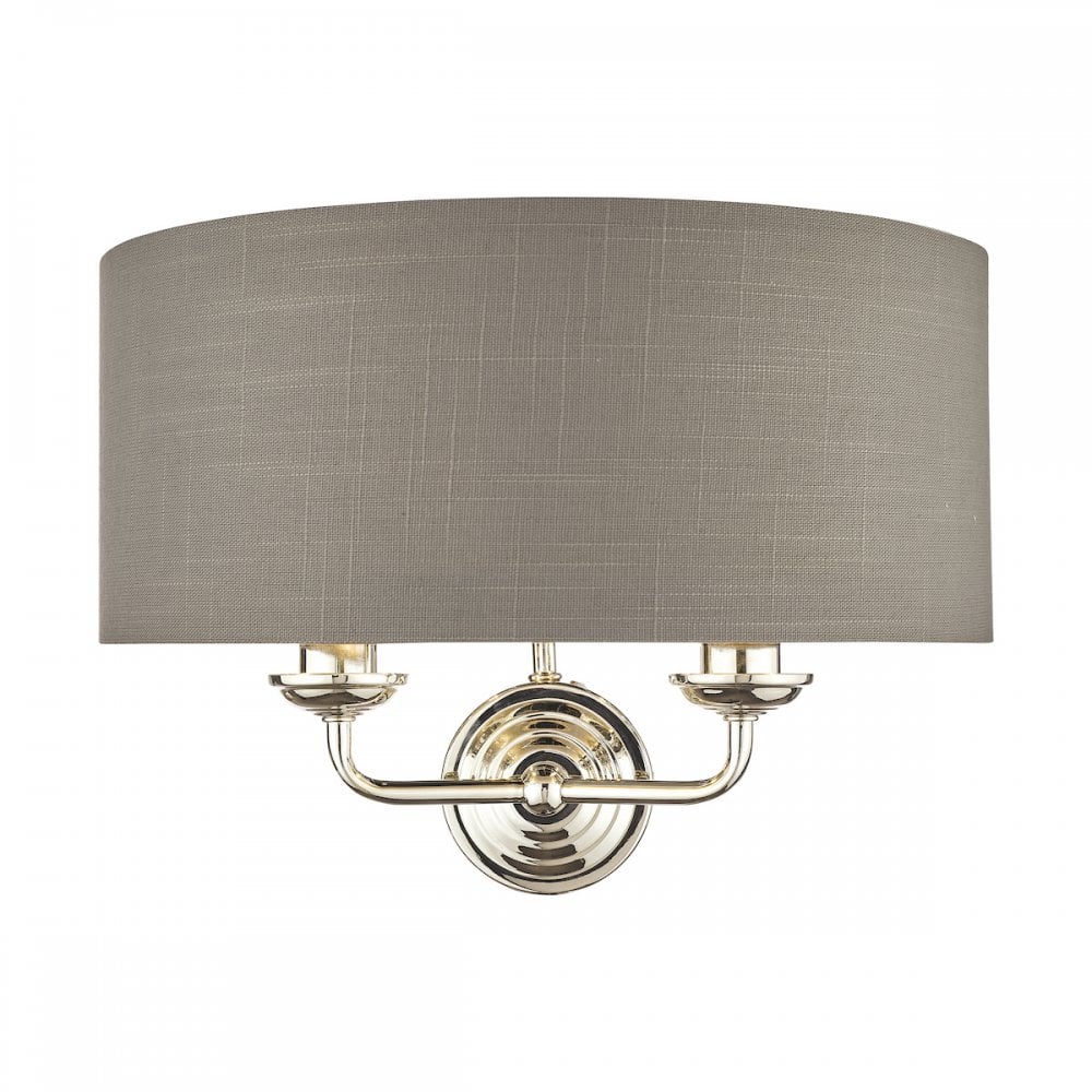 Sorrento 2 Light Wall Light In Polished Nickel With Charcoal Shade LA3727711-Q