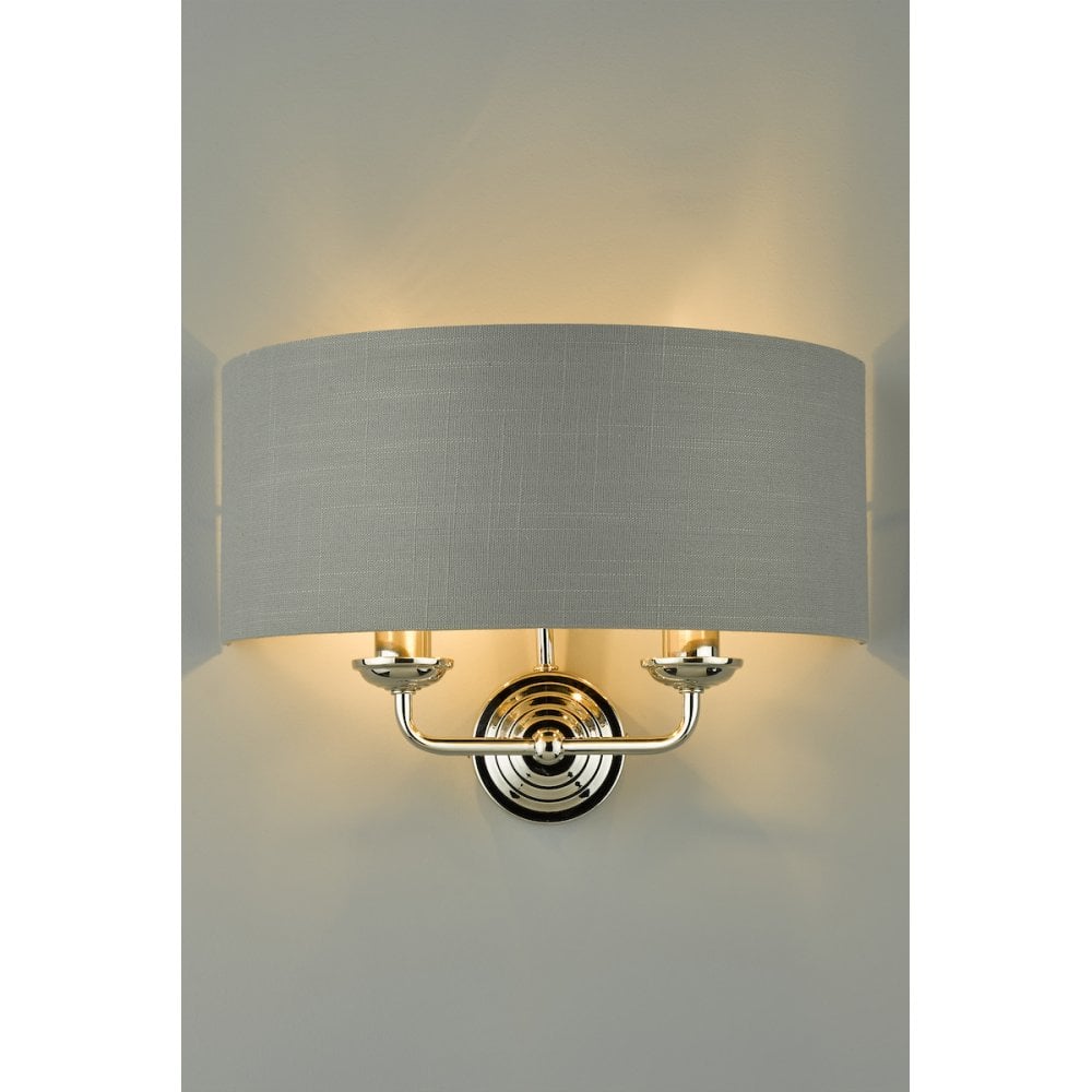 Sorrento 2 Light Wall Light In Polished Nickel With Charcoal Shade LA3727711-Q