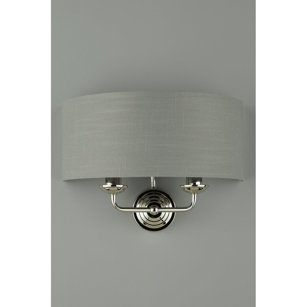 Sorrento 2 Light Wall Light In Polished Nickel With Charcoal Shade LA3727711-Q