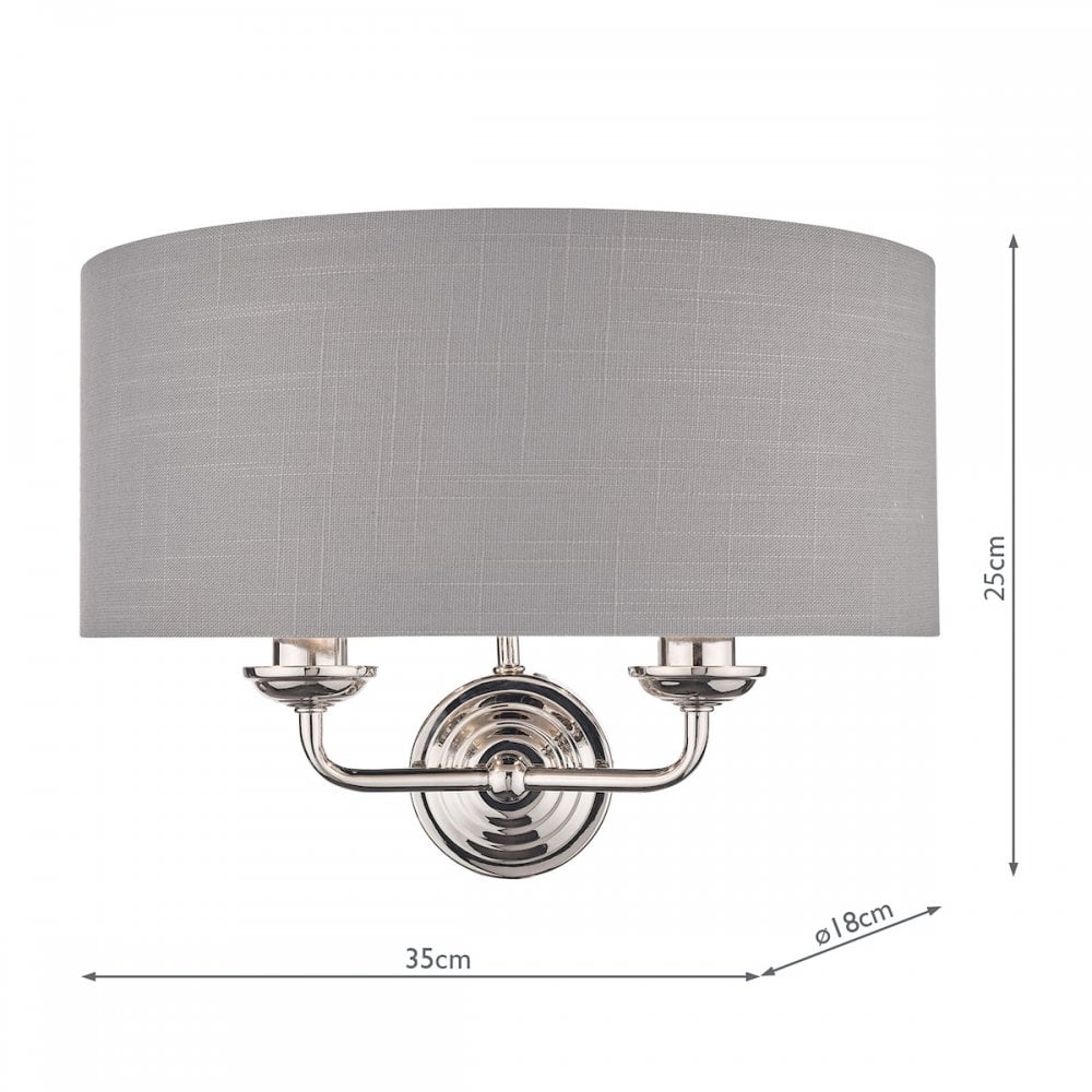 Sorrento 2 Light Wall Light In Polished Nickel With Charcoal Shade LA3727711-Q