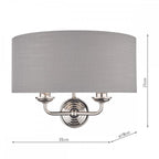 Sorrento 2 Light Wall Light In Polished Nickel With Charcoal Shade LA3727711-Q