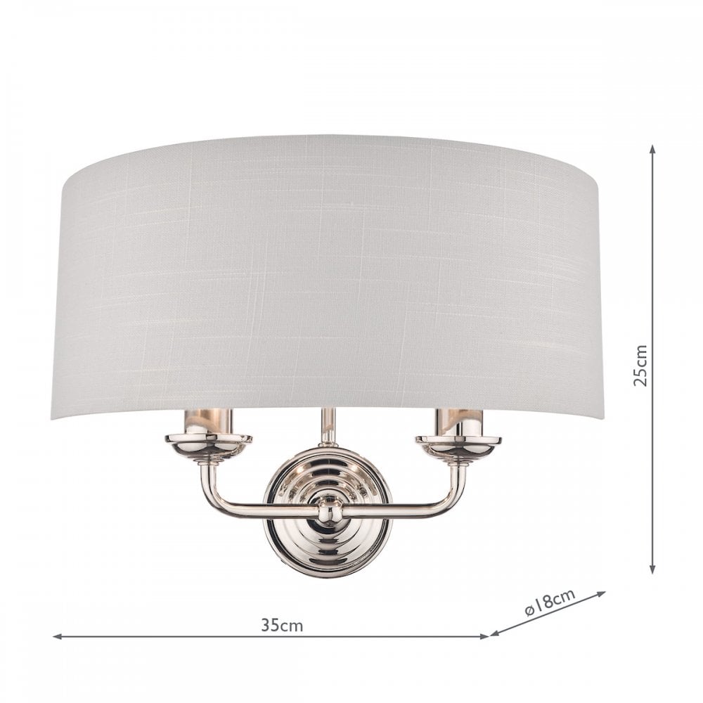 Sorrento 2 Light Wall Light In Polished Nickel With Silver Shade LA3727710-Q