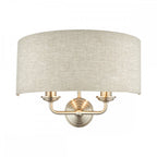Sorrento 2 Light Wall Light In Satin Nickel With Natural Shade LA3727712-Q