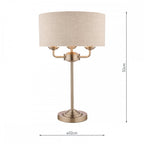 Sorrento 3 Light Table Lamp In Satin Nickel With Natural Shade LA3636753-Q
