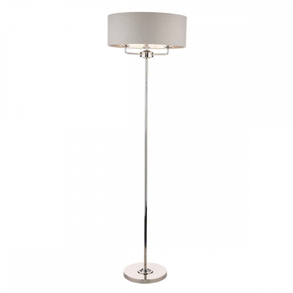 Sorrento 3 Light Floor Lamp In Polished Nickel With Silver Shade LA3718280-Q