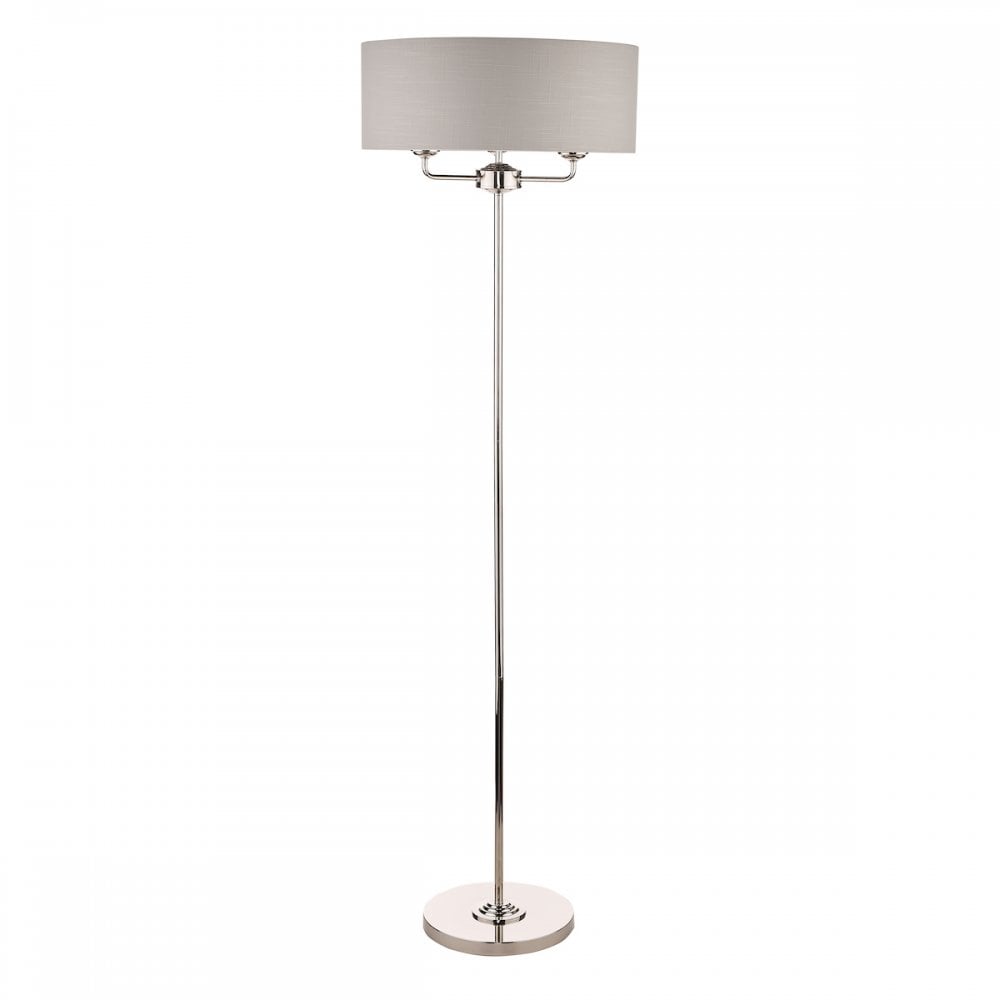 Sorrento 3 Light Floor Lamp In Polished Nickel With Silver Shade LA3718280-Q