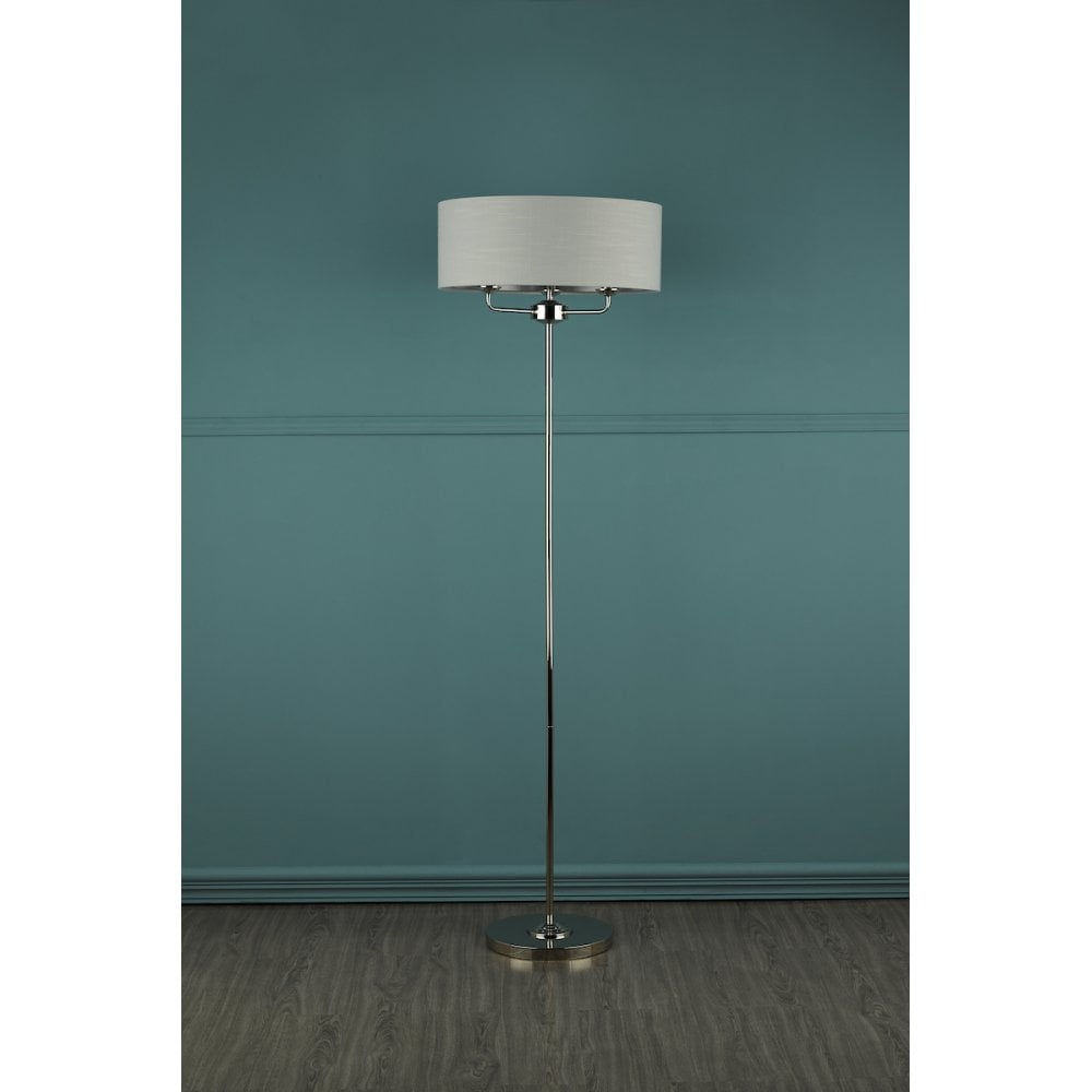 Sorrento 3 Light Floor Lamp In Polished Nickel With Silver Shade LA3718280-Q