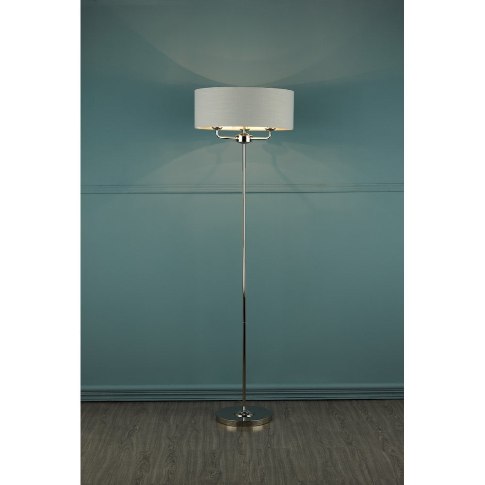 Sorrento 3 Light Floor Lamp In Polished Nickel With Silver Shade LA3718280-Q
