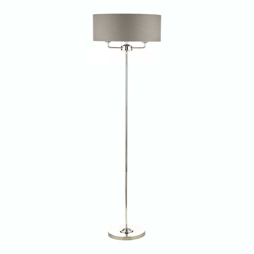 Sorrento Polished Nickel 3 Light Floor Lamp with Charcoal Shade LA3688866-Q