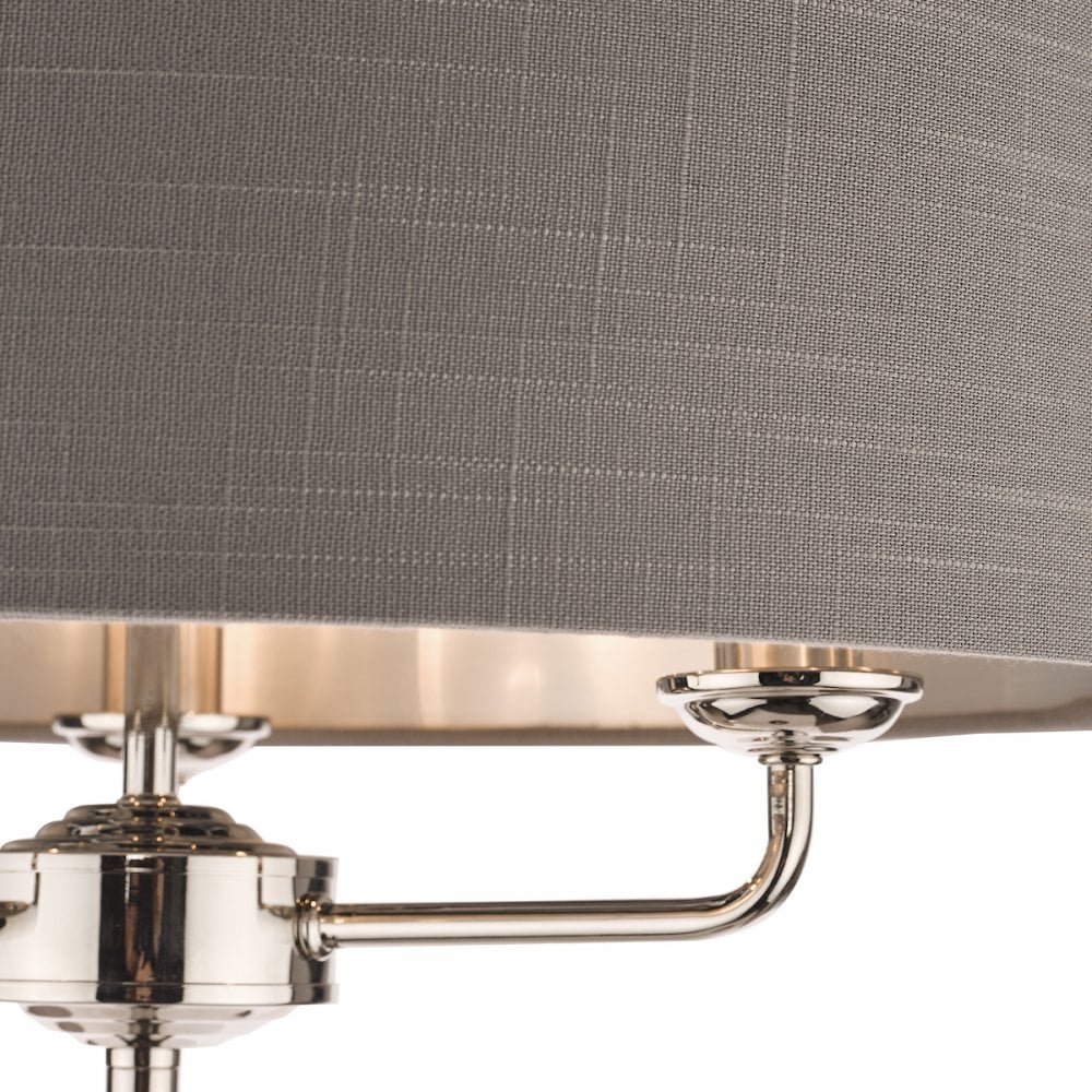 Sorrento Polished Nickel 3 Light Floor Lamp with Charcoal Shade LA3688866-Q