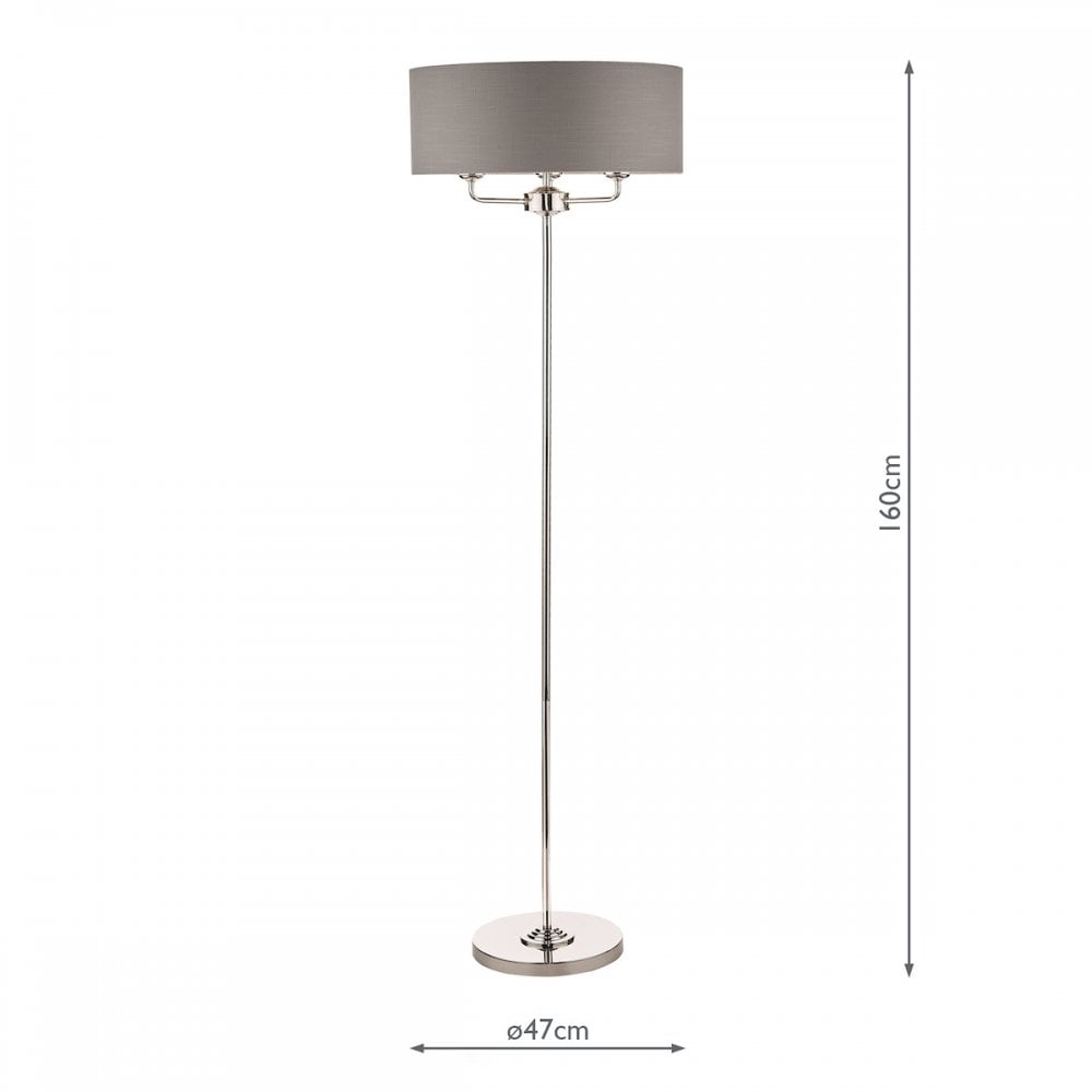 Sorrento Polished Nickel 3 Light Floor Lamp with Charcoal Shade LA3688866-Q