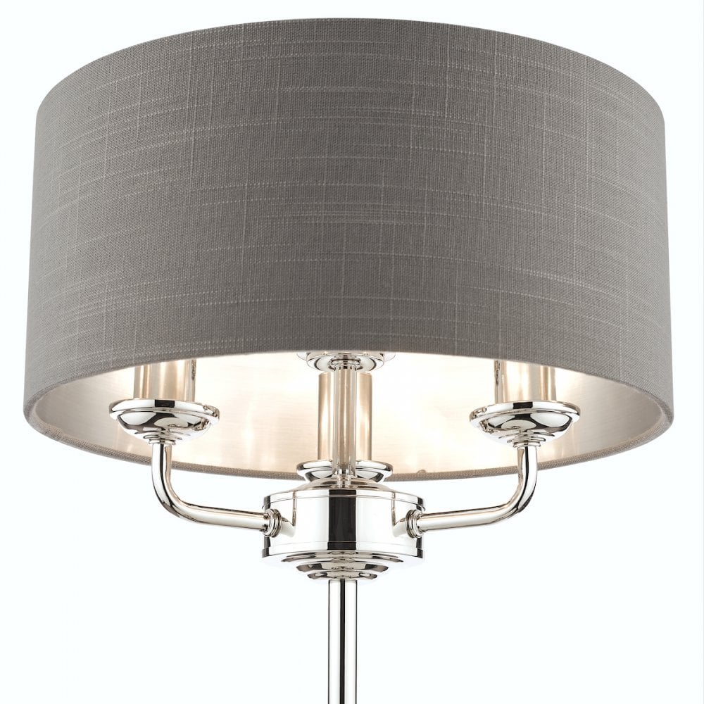 Sorrento 3 Light Table Lamp In Polished Nickel With Charcoal Shade LA3702786-Q