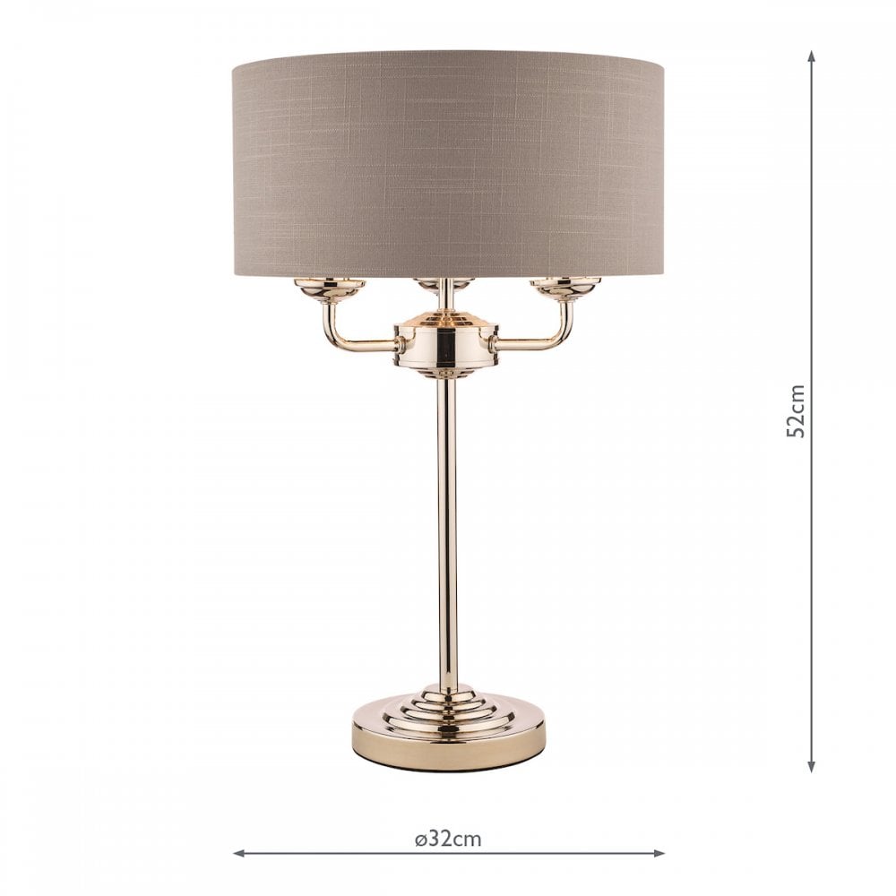 Sorrento 3 Light Table Lamp In Polished Nickel With Charcoal Shade LA3702786-Q