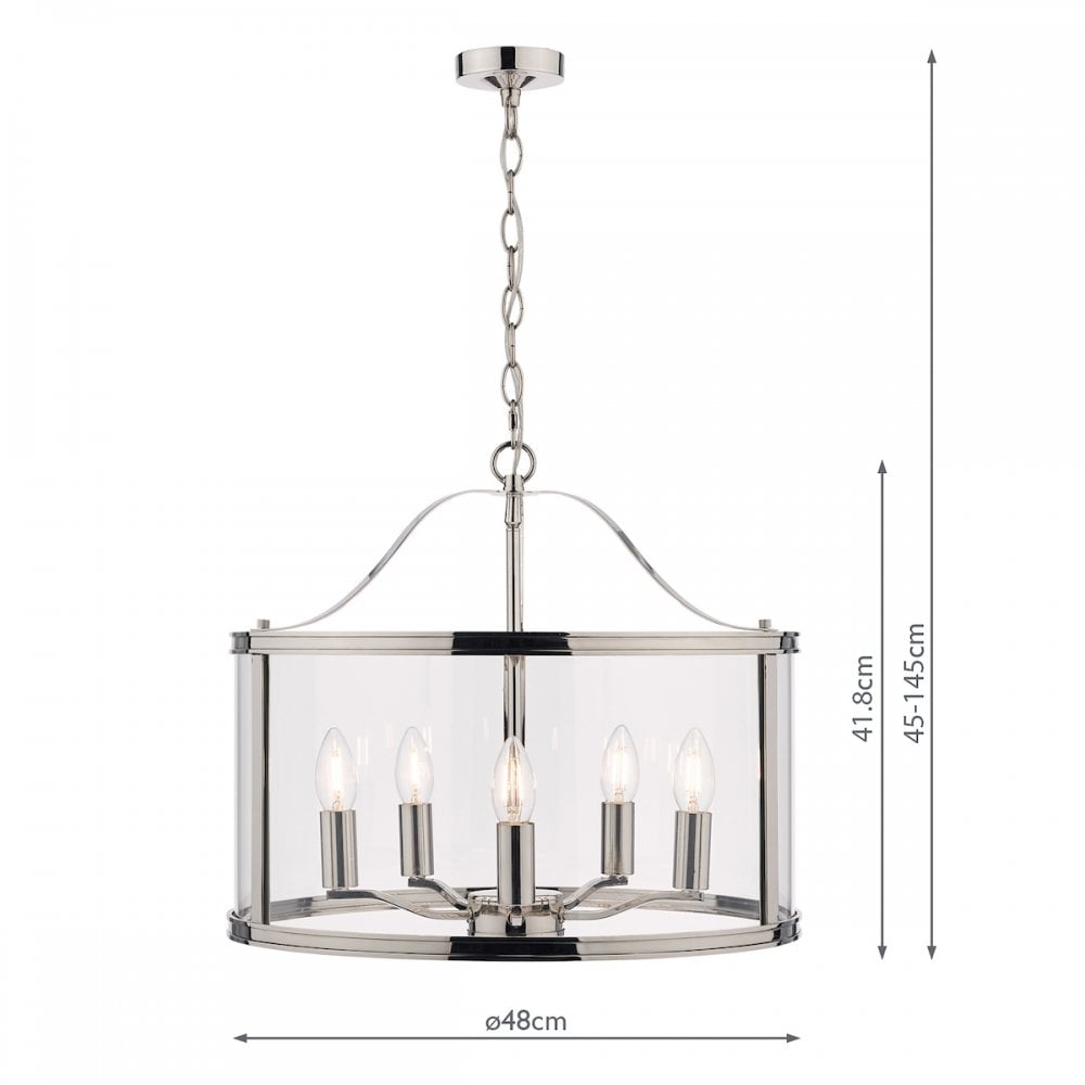 Harrington Vintage 5 Light Ceiling Lantern In Polished Nickel Finish LA3732127-Q