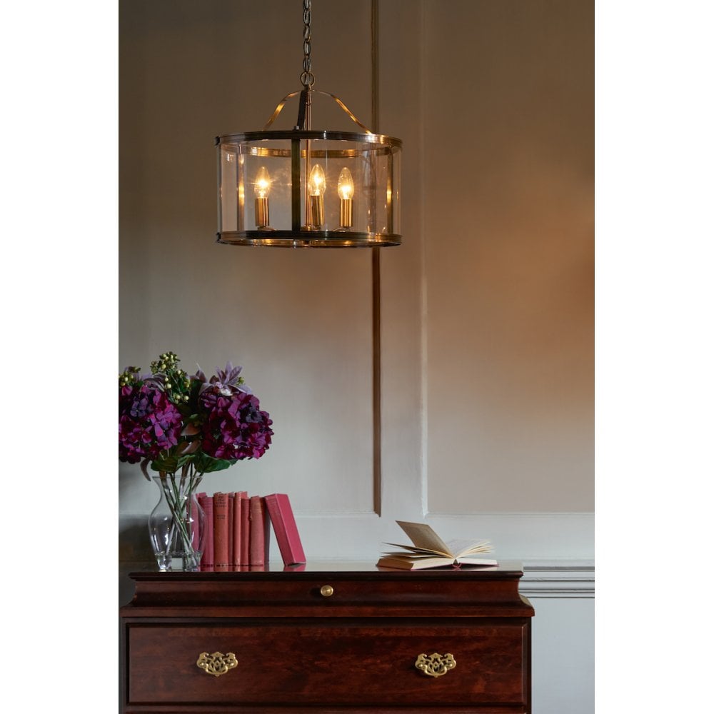 Harrington Vintage 3 Light Ceiling Lantern In Antique Brass Finish LA3734640-Q