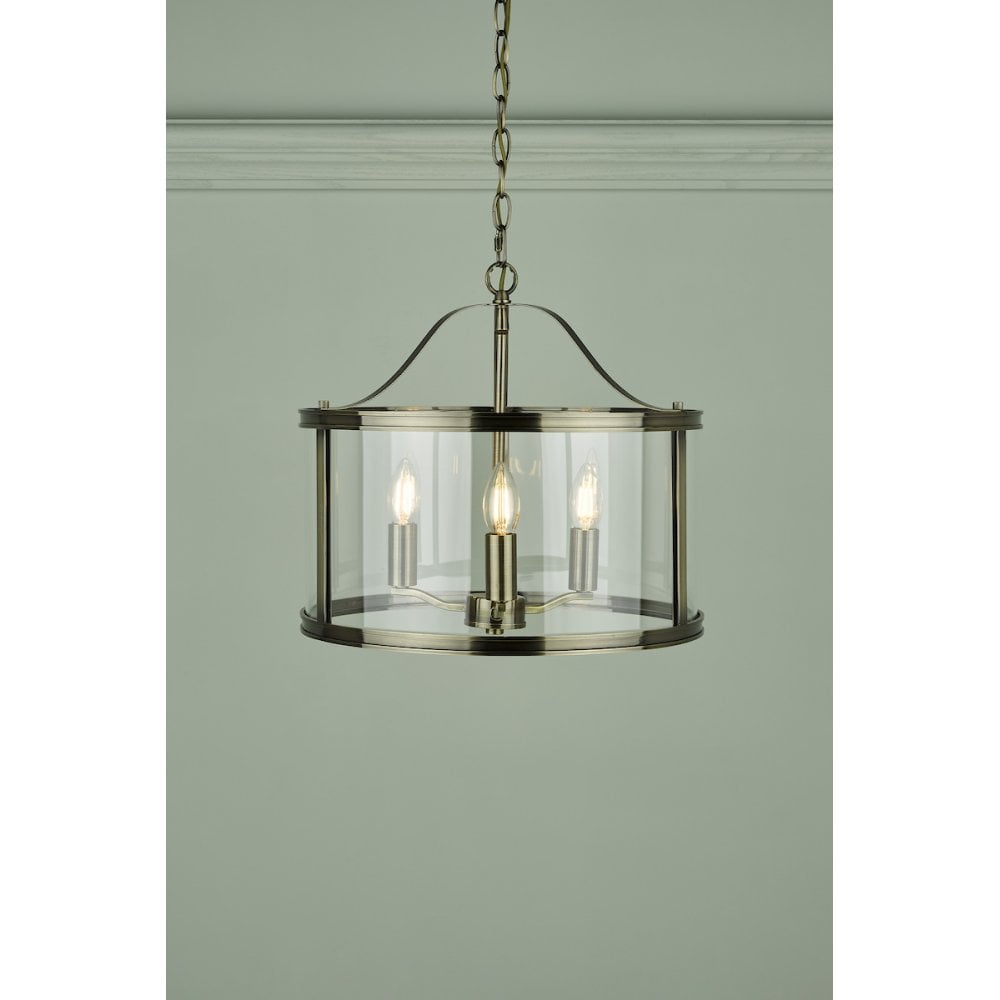 Harrington Vintage 3 Light Ceiling Lantern In Antique Brass Finish LA3734640-Q