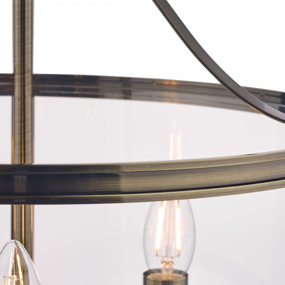 Harrington Vintage 3 Light Ceiling Lantern In Antique Brass Finish LA3734640-Q