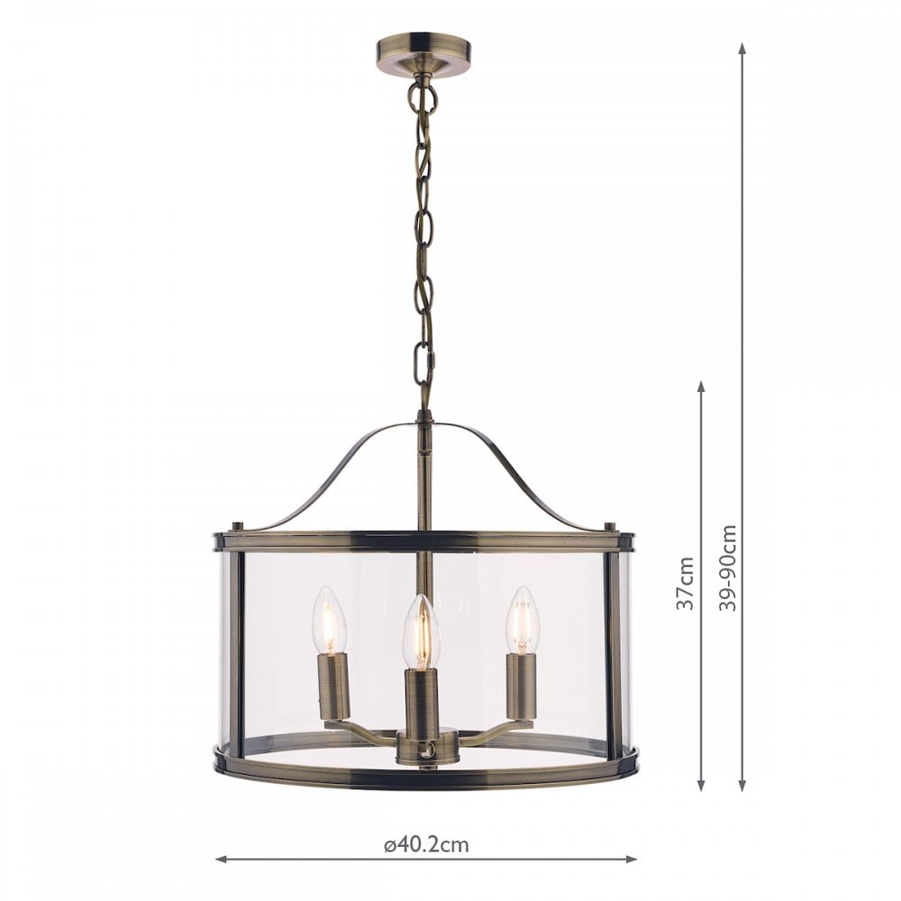Harrington Vintage 3 Light Ceiling Lantern In Antique Brass Finish LA3734640-Q