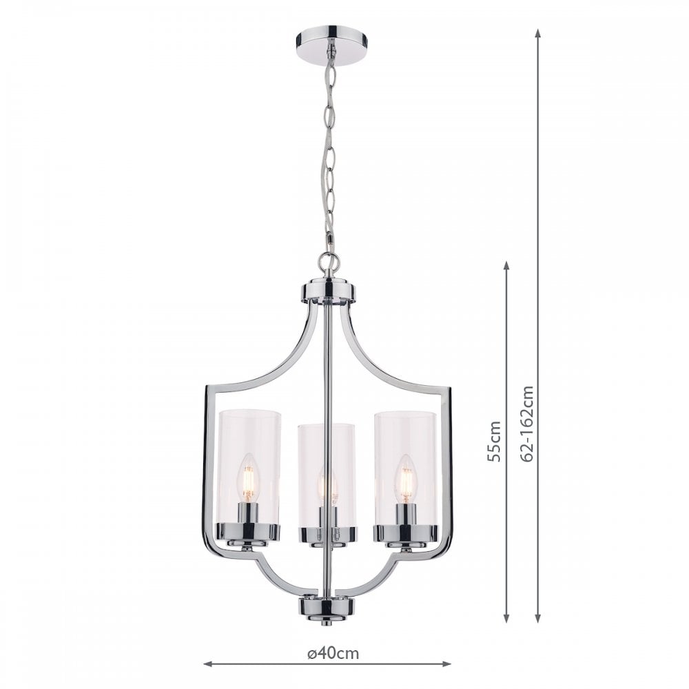 Joseph Vintage 3 Light Ceiling Chandelier In Polished Chrome Finish LA3732582-Q