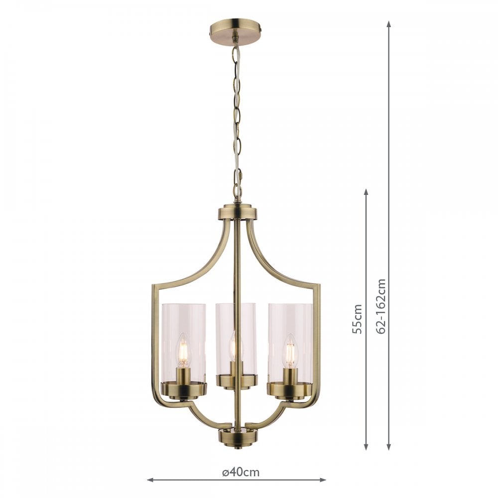 Joseph Vintage 3 Light Ceiling Chandelier In Antique Brass Finish LA3732584-Q