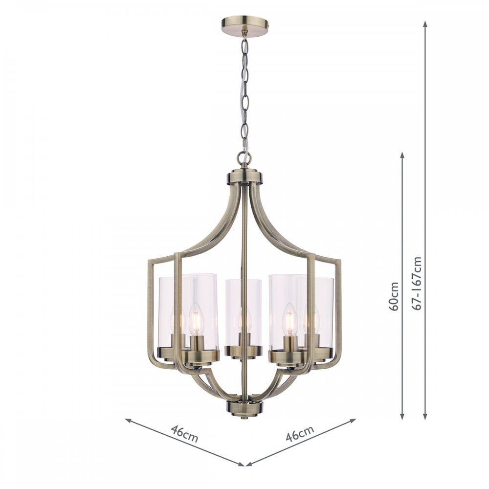 Joseph Vintage 5 Light Ceiling Chandelier In Antique Brass Finish LA3713708-Q