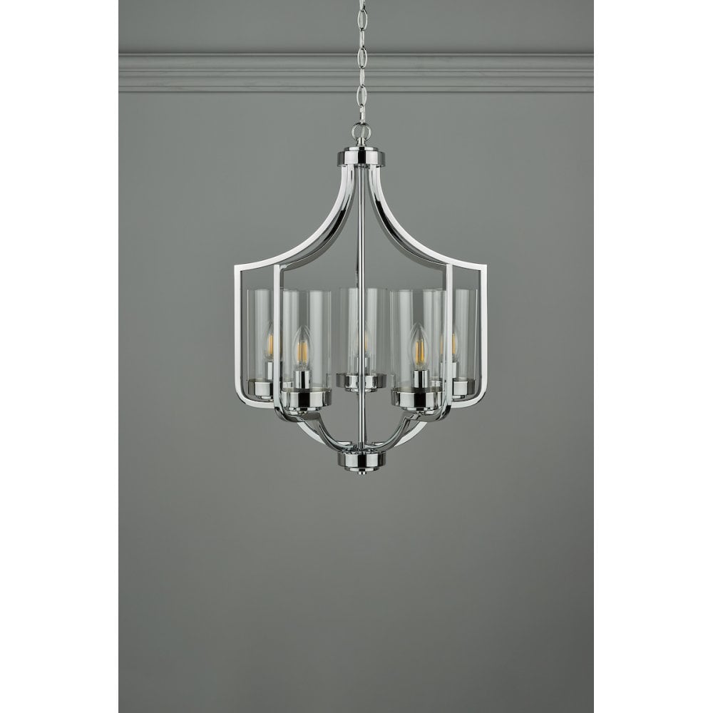 Joseph Vintage 5 Light Ceiling Chandelier In Polished Chrome Finish LA3732578-Q