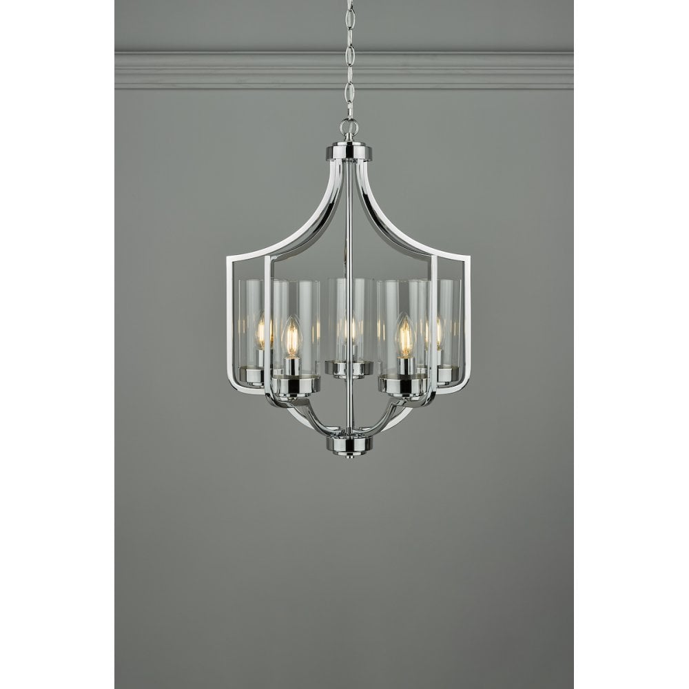 Joseph Vintage 5 Light Ceiling Chandelier In Polished Chrome Finish LA3732578-Q