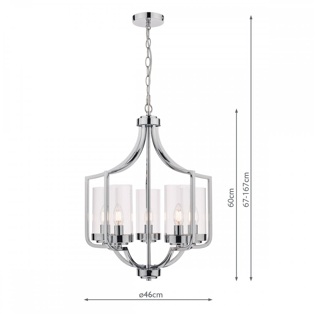 Joseph Vintage 5 Light Ceiling Chandelier In Polished Chrome Finish LA3732578-Q