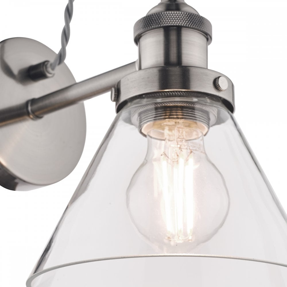 Isaac Vintage 1 Light Wall Light In Satin Nickel Finish LA3727741-Q