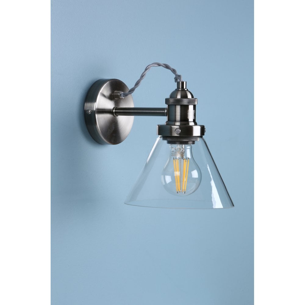 Isaac Vintage 1 Light Wall Light In Satin Nickel Finish LA3727741-Q