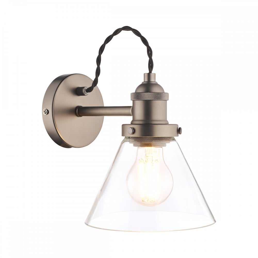 Isaac Vintage 1 Light Wall Light In Industrial Nickel Finish LA3742277-Q