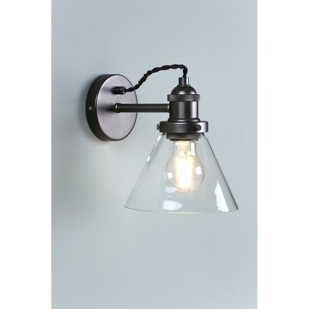 Isaac Vintage 1 Light Wall Light In Industrial Nickel Finish LA3742277-Q
